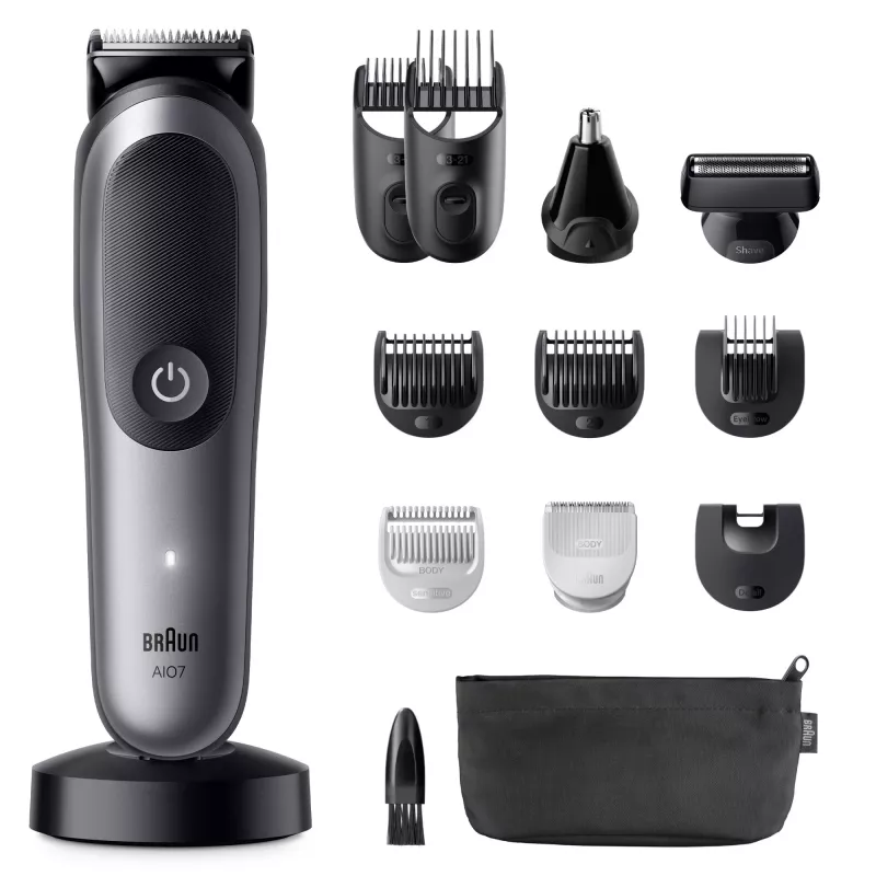 Trimmer BRAUN 80789908 Dark pelēka — 21 length steps, Lithium‑Ion, 120 min run time, AC/baterija