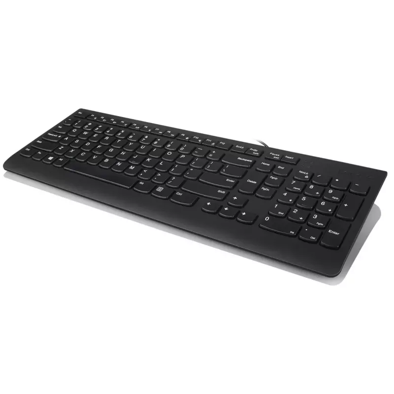 Vadu tastatūras un peles komplekts Lenovo 300 — pilna izmēra QWERTY US angļu, USB, melna, 1,8 m kabelis, pele 1600 DPI