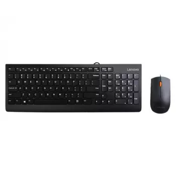 Vadu tastatūras un peles komplekts Lenovo 300 — pilna izmēra QWERTY US angļu, USB, melna, 1,8 m kabelis, pele 1600 DPI