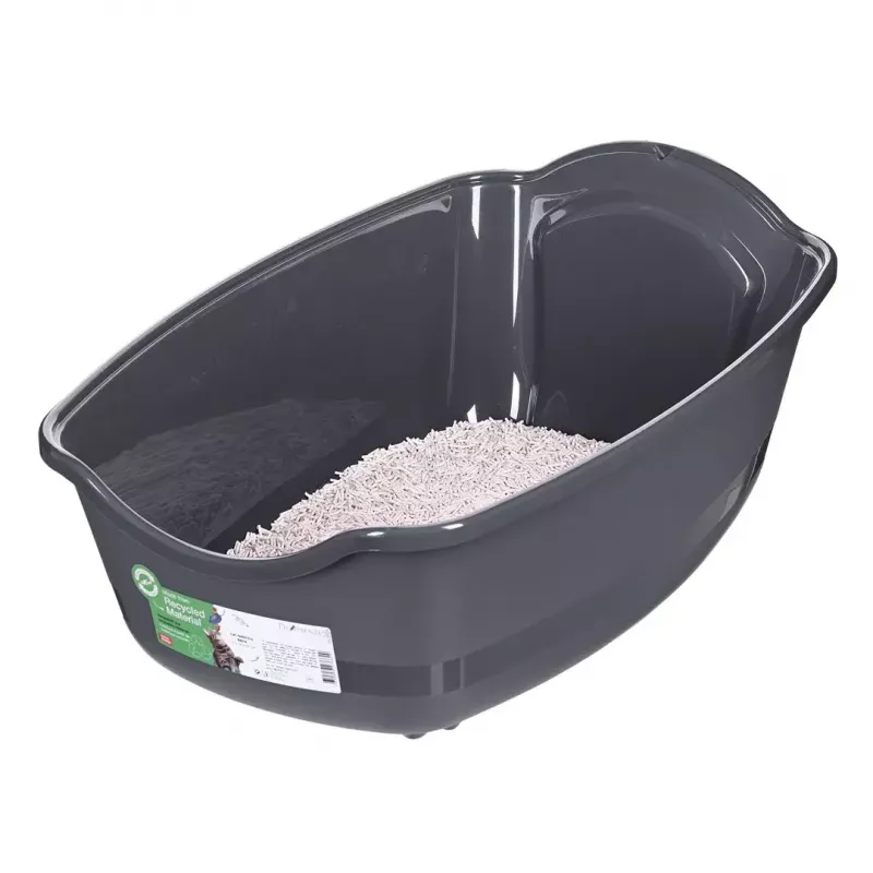 Kaķu kastīte DIAMENTIQ BAYA gaiši pelēka/tumši pelēka 55.5×40×38.7 cm, plastmasa, atgriežamās durvis