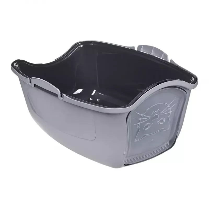 Kaķu kastīte DIAMENTIQ BAYA gaiši pelēka/tumši pelēka 55.5×40×38.7 cm, plastmasa, atgriežamās durvis