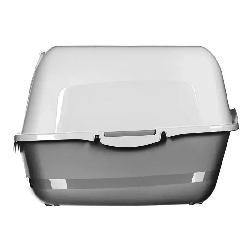 Kaķu kastīte DIAMENTIQ BAYA gaiši pelēka/tumši pelēka 55.5×40×38.7 cm, plastmasa, atgriežamās durvis