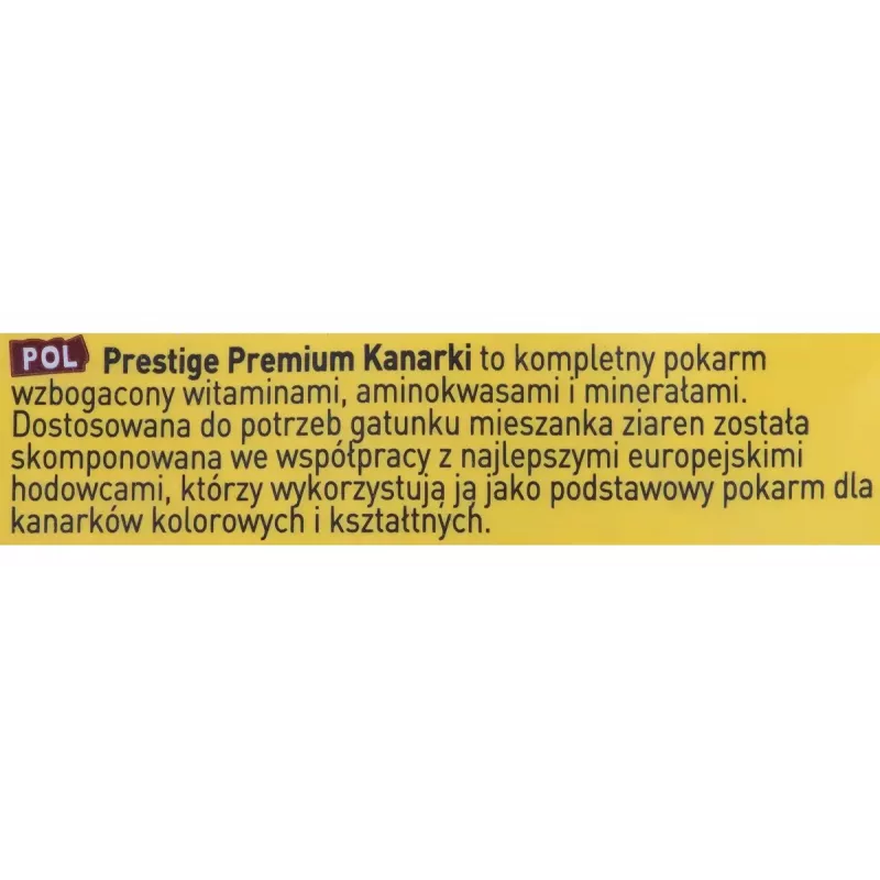 Pilnvērtīgs sausais maisījums kanārijputniņiem VERSELE-LAGA Prestige Premium 800 g — 17% proteīna, 13% tauku, 6% šķiedrvielu