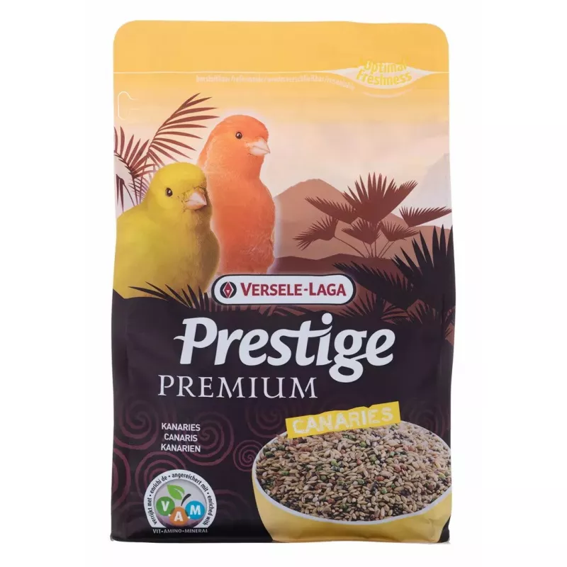 Pilnvērtīgs sausais maisījums kanārijputniņiem VERSELE-LAGA Prestige Premium 800 g — 17% proteīna, 13% tauku, 6% šķiedrvielu