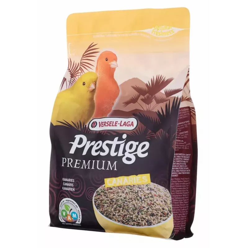Pilnvērtīgs sausais maisījums kanārijputniņiem VERSELE-LAGA Prestige Premium 800 g — 17% proteīna, 13% tauku, 6% šķiedrvielu