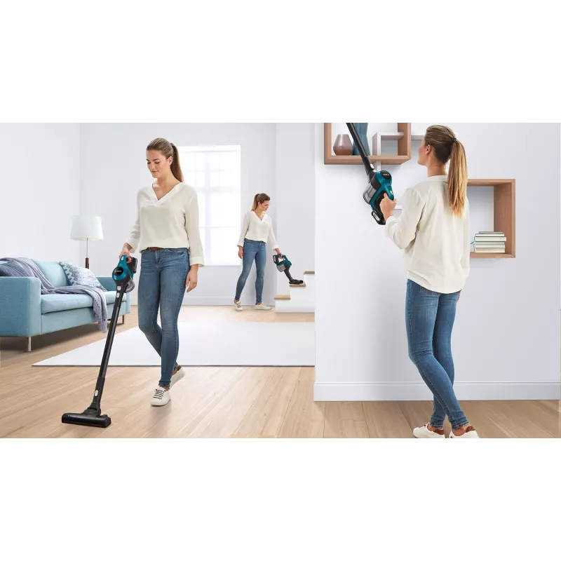 Bosch Serie 6 BBS611LAG stieņa putekļsūcējs/elektriskā slota 2-in-1 stieņa putekļsūcējs Baterija Sausā tīrīšana Bez maisiņa 0,3 L Zils 2,5 Ah