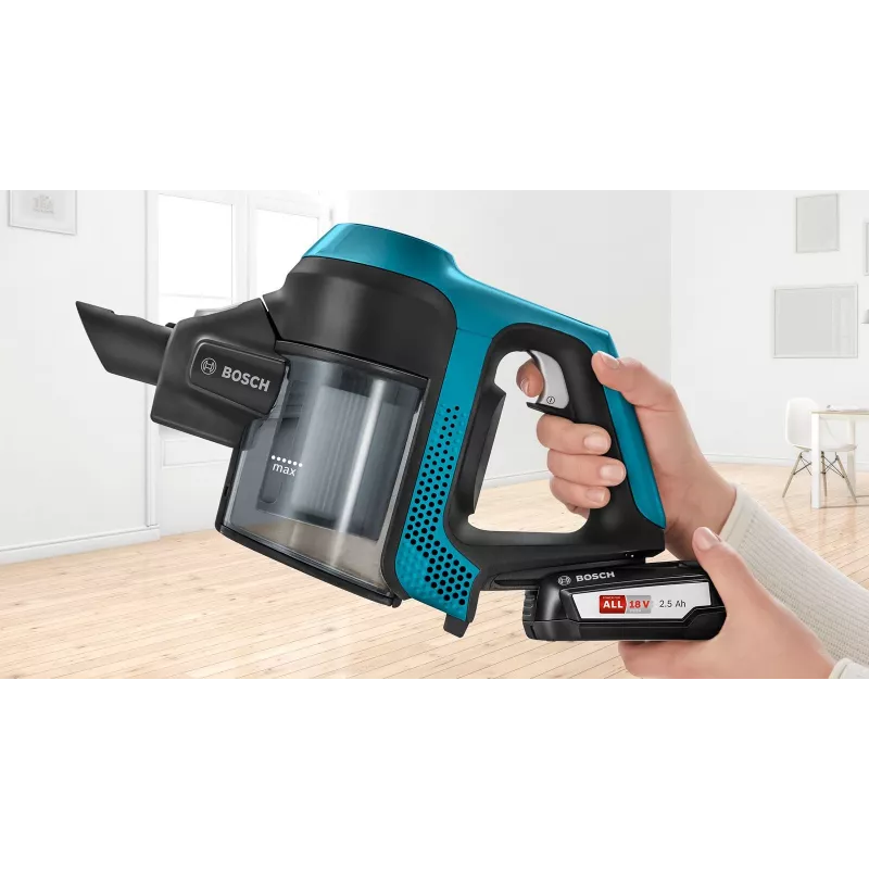 Bosch Serie 6 BBS611LAG stieņa putekļsūcējs/elektriskā slota 2-in-1 stieņa putekļsūcējs Baterija Sausā tīrīšana Bez maisiņa 0,3 L Zils 2,5 Ah