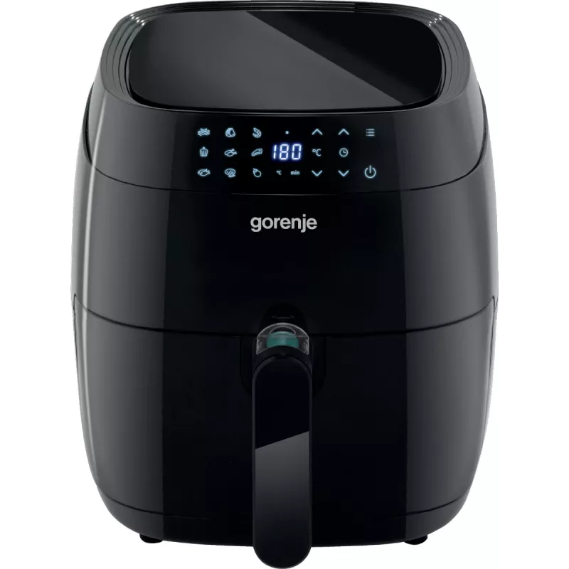 Karstā gaisa fritē Gorenje AF1409DB — 3,2 L ietilpība, 1400 W, LED displejs, min. temperatūra 90 °C, melna