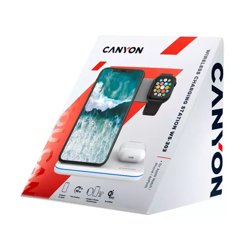 Sienas lādētājs Canyon WS-303 Balts Ātrā uzlāde