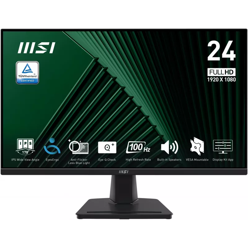 LCD monitors MSI Pro MP245G 23.8 collas Full HD (1920×1080), IPS, 4 ms, 300 cd/m², VESA, iebūvēti skaļruņi