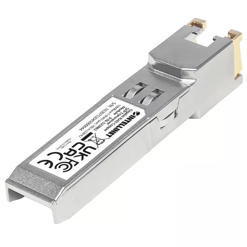 Intellinet raiduztvērējs Module Optical, Gigabit RJ45 Copper SFP, 1000Base-T (RJ45) pieslēgvieta, 100m, MSA saderīgs, ekvivalents Cisco GLC-T, Ethernet, optiskais/šķiedras, trīs gadu garantija