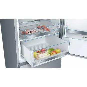Bosch Serie 6 KGE39AICA ledusskapis ar saldētavu, brīvi stāvošs, 343 L, nerūsējošais tērauds