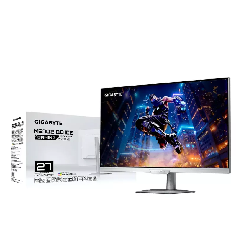 27 collu GIGABYTE M27Q2 QD ICE QHD spēļu monitors — 2560×1440, 200 Hz, 1 ms, 350 cd/m², FreeSync Premium, DisplayHDR400