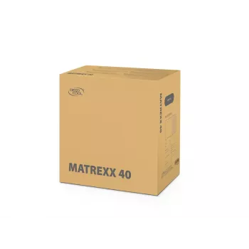 PC Case DeepCool MATREXX 40 3FS Micro Tower — Micro ATX/Mini-ITX, rūdīts stikls, 3x140/2x120 ventilatoru atbalsts, GPU līdz 320 mm, 2x3,5 collu + 2x2,5 collu, melns