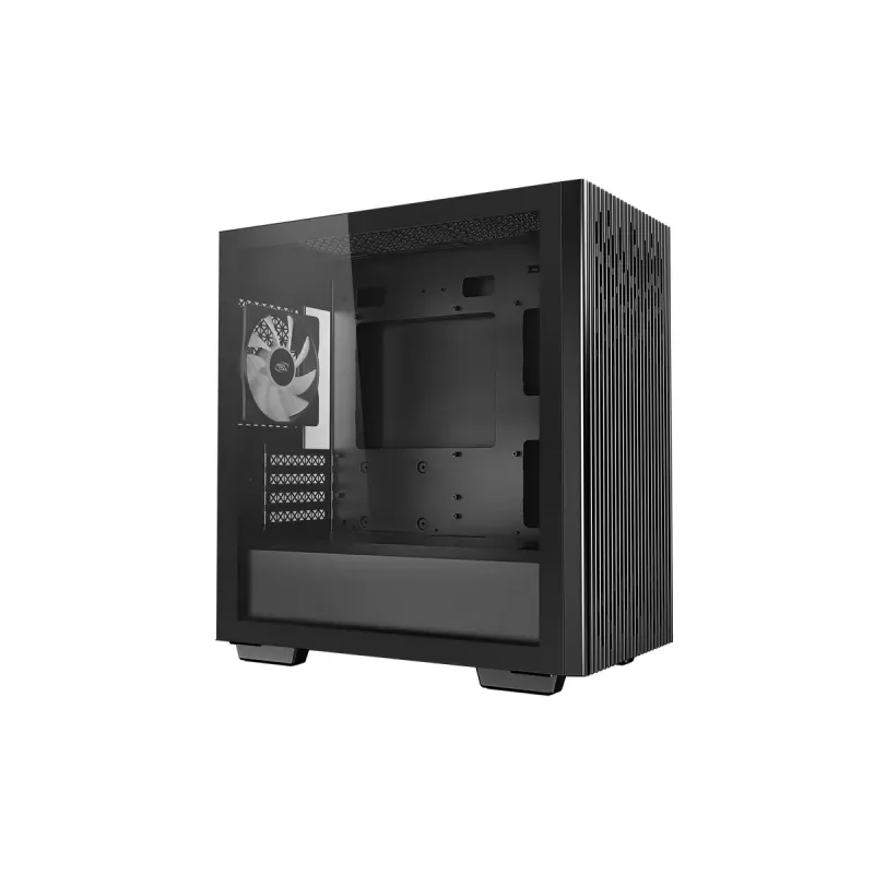 PC Case DeepCool MATREXX 40 3FS Micro Tower — Micro ATX/Mini-ITX, rūdīts stikls, 3x140/2x120 ventilatoru atbalsts, GPU līdz 320 mm, 2x3,5 collu + 2x2,5 collu, melns