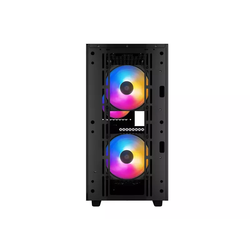 PC Case DeepCool MATREXX 40 3FS Micro Tower — Micro ATX/Mini-ITX, rūdīts stikls, 3x140/2x120 ventilatoru atbalsts, GPU līdz 320 mm, 2x3,5 collu + 2x2,5 collu, melns