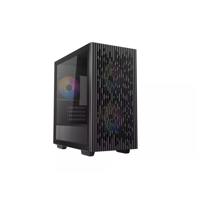 PC Case DeepCool MATREXX 40 3FS Micro Tower — Micro ATX/Mini-ITX, rūdīts stikls, 3x140/2x120 ventilatoru atbalsts, GPU līdz 320 mm, 2x3,5 collu + 2x2,5 collu, melns
