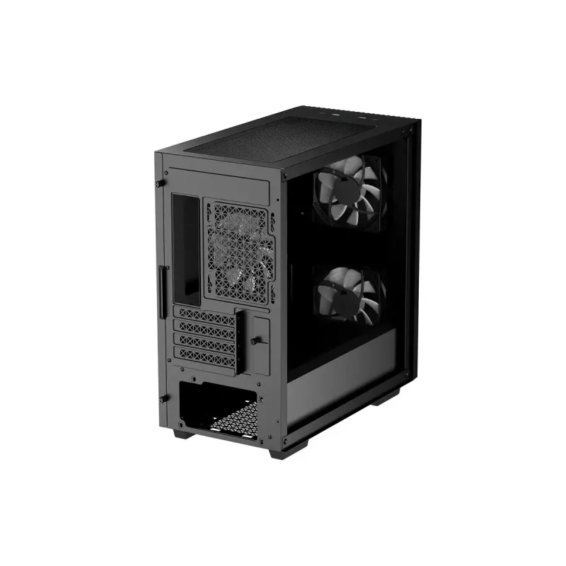 PC Case DeepCool MATREXX 40 3FS Micro Tower — Micro ATX/Mini-ITX, rūdīts stikls, 3x140/2x120 ventilatoru atbalsts, GPU līdz 320 mm, 2x3,5 collu + 2x2,5 collu, melns