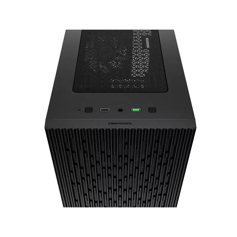 PC Case DeepCool MATREXX 40 3FS Micro Tower — Micro ATX/Mini-ITX, rūdīts stikls, 3x140/2x120 ventilatoru atbalsts, GPU līdz 320 mm, 2x3,5 collu + 2x2,5 collu, melns