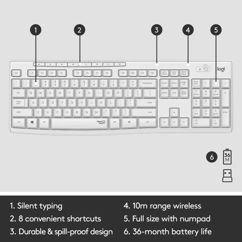Bezvadu tastatūras un peles komplekts Logitech MK295 Silent