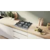 Iebūvējamā gāzes plīts virsma Bosch Serie 4 PGH6B5K90, 4 zonu nerūsējošais tērauds, 60 cm, rotācijas vadības ierīces, wok deglis