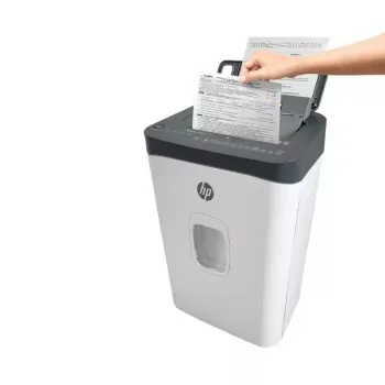 Papīra smalcinātājs HP ONESHRED Auto 200CC — automātiskā padeve 200 lapu ietilpība, mikro griezums P-4, 28 L tvertne, balts-pelēks