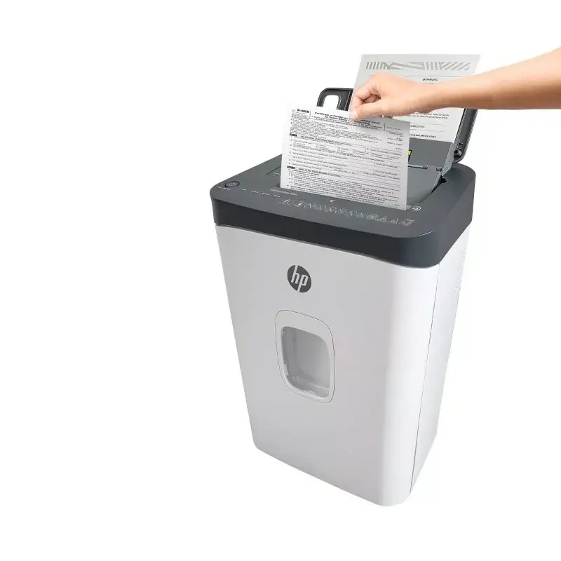 Papīra smalcinātājs HP ONESHRED Auto 200CC — automātiskā padeve 200 lapu ietilpība, mikro griezums P-4, 28 L tvertne, balts-pelēks