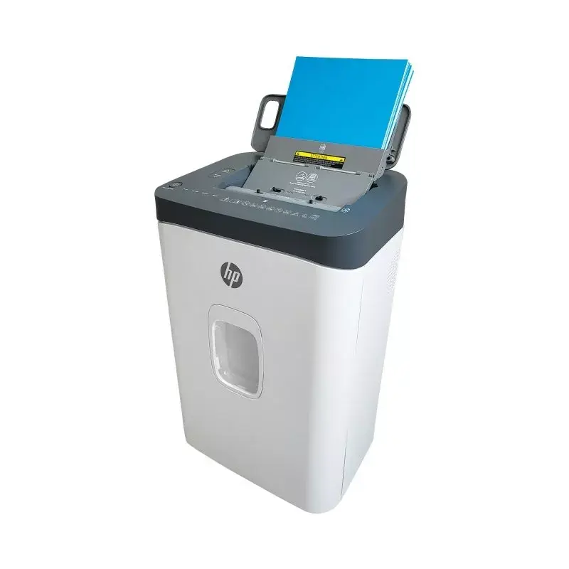 Papīra smalcinātājs HP ONESHRED Auto 200CC — automātiskā padeve 200 lapu ietilpība, mikro griezums P-4, 28 L tvertne, balts-pelēks