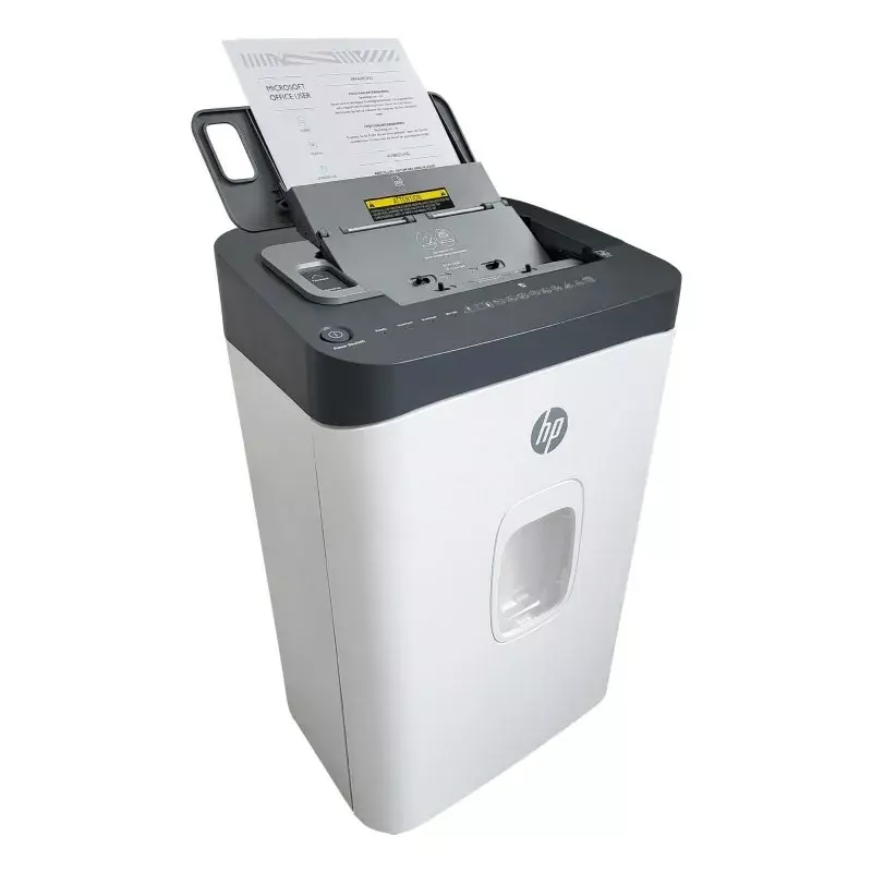 Papīra smalcinātājs HP ONESHRED Auto 200CC — automātiskā padeve 200 lapu ietilpība, mikro griezums P-4, 28 L tvertne, balts-pelēks