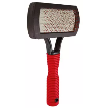 Birste Trixie 2301 gumijas kopšanas birste kaķiem un suņiem, ergonomisks neslīdošs rokturis, sarkana/melna