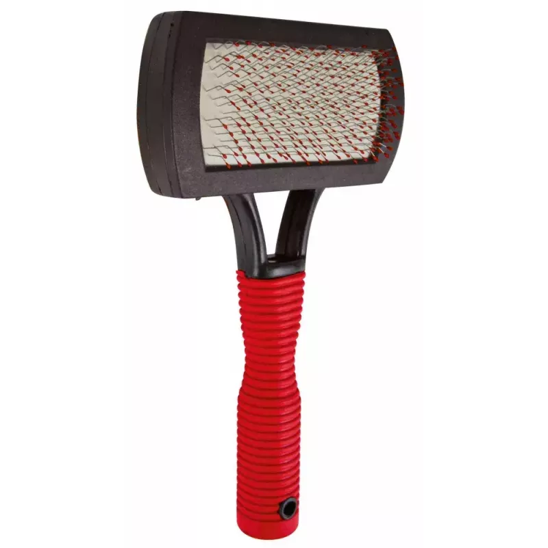 Birste Trixie 2301 gumijas kopšanas birste kaķiem un suņiem, ergonomisks neslīdošs rokturis, sarkana/melna