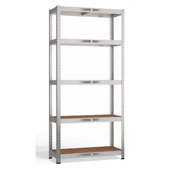 Uzglabāšanas plaukts top e shop G7030 — brīvi stāvošs no cinkota tērauda, 5 MDF plaukti, 700×300×1500 mm, kopējā kravnesība 875 kg