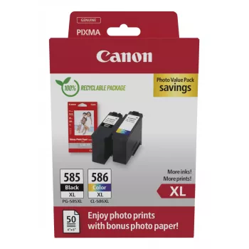 Canon PG-585XL/CL-586 PVP tintes kasetne 2 gab. Oriģināla Augstas (XL) ietilpības Melna, Ciāna, Fuksīna, Dzeltena