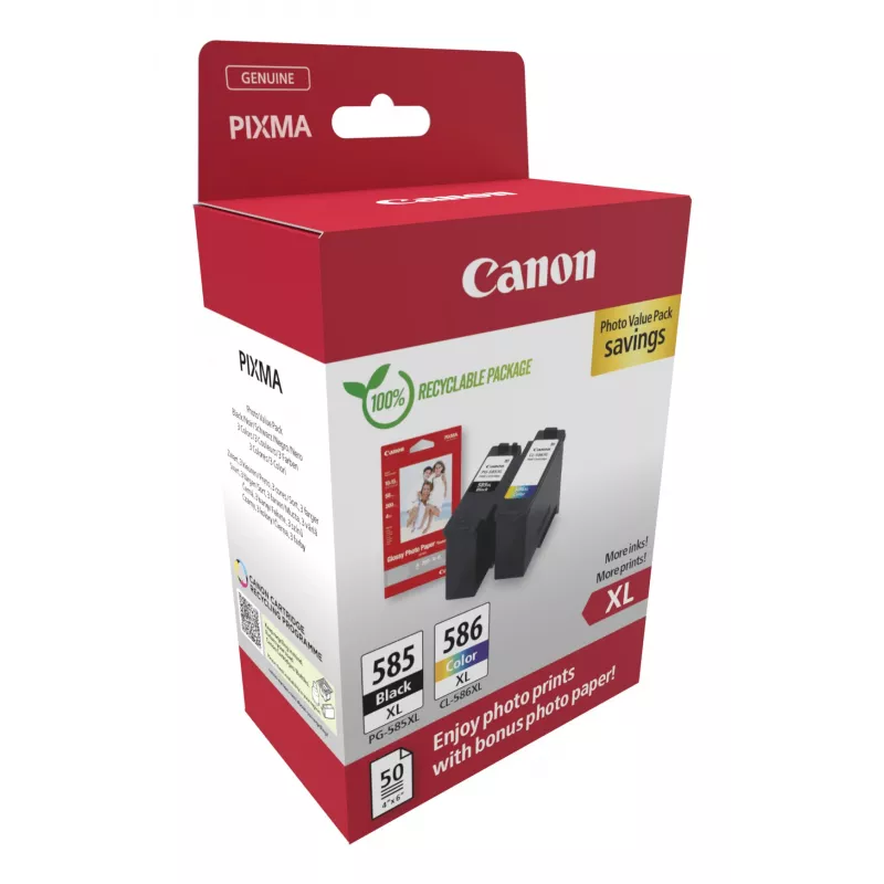 Canon PG-585XL/CL-586 PVP tintes kasetne 2 gab. Oriģināla Augstas (XL) ietilpības Melna, Ciāna, Fuksīna, Dzeltena