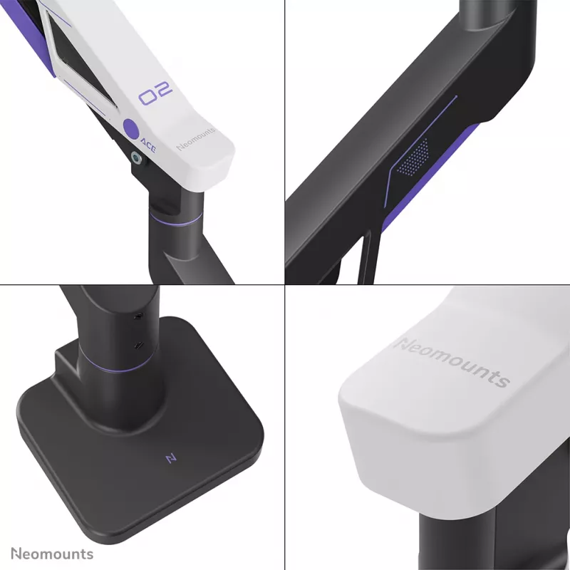 Neomounts DS70-256BL1 spēļu monitora statīvs 24–57 collu ekrāniem, gāzes atspere, Topfix, 30 kg kravnesība, VESA 75–200 mm
