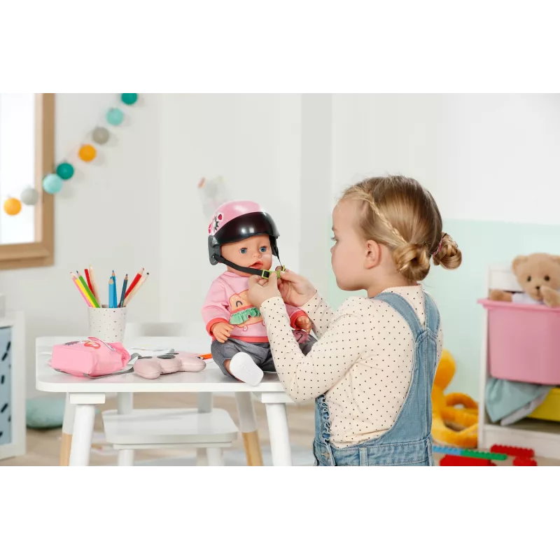 Leļļu ķivere ZAPF BABY born E-Scooter Helmet 43 cm — tekstils/plastmasa, daudzkrāsaina, vecums 3–12