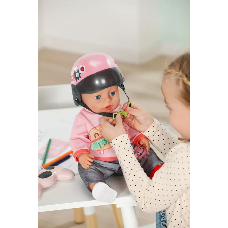 Leļļu ķivere ZAPF BABY born E-Scooter Helmet 43 cm — tekstils/plastmasa, daudzkrāsaina, vecums 3–12