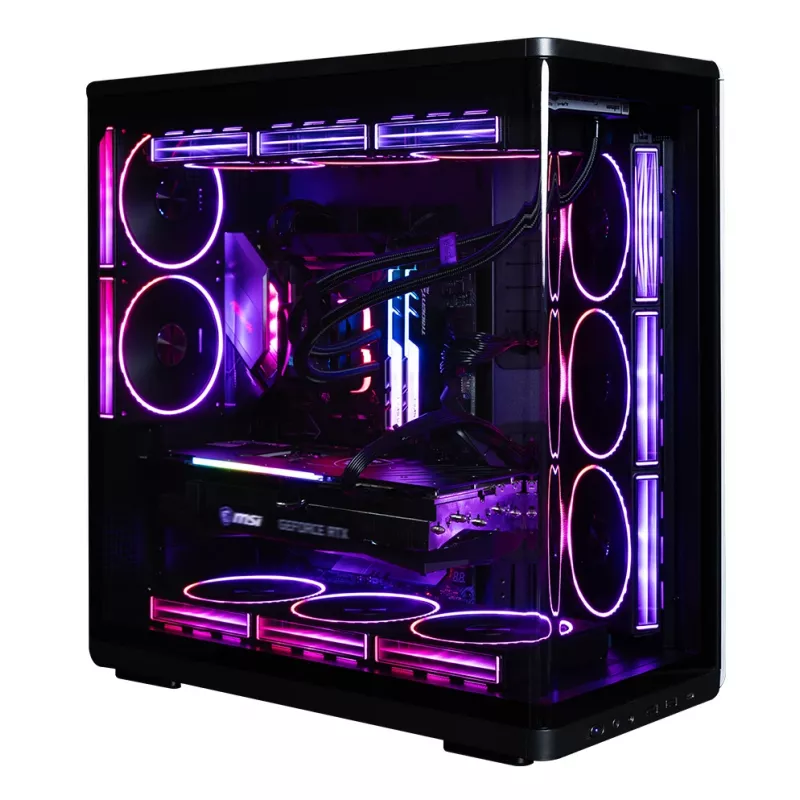 ZALMAN P60 Melns PC Midi Tower korpuss — ATX/Mini-ITX, rūdīts stikls, 3×120 mm sānu + 2×120 mm aizmugures ventilatori, 290×475×478 mm