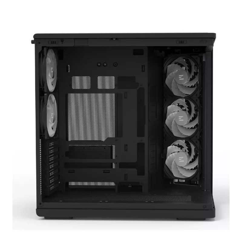 ZALMAN P60 Melns PC Midi Tower korpuss — ATX/Mini-ITX, rūdīts stikls, 3×120 mm sānu + 2×120 mm aizmugures ventilatori, 290×475×478 mm