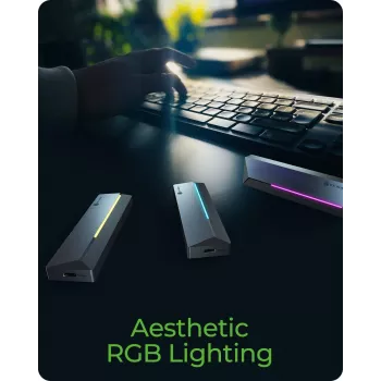 ICY BOX M.2 SATA/NVMe SSD korpuss ar USB 3.2 Gen 2 Type-C un RGB apgaismojumu