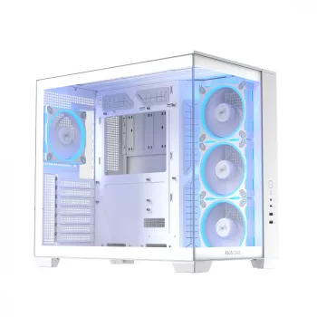 PC korpuss ASUS A32 PLUS/WT/TG/ARGB Mid Tower, balts, ATX, rūdīts stikls, ARGB, USB-C, atbalsta līdz 420 mm GPU