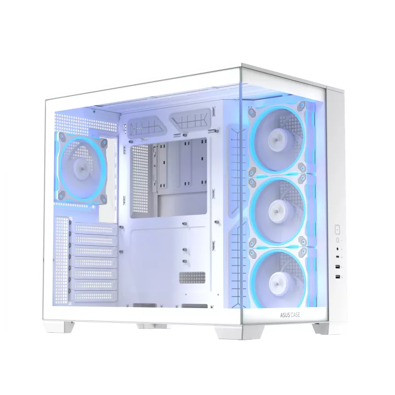 PC korpuss ASUS A32 PLUS/WT/TG/ARGB Mid Tower, balts, ATX, rūdīts stikls, ARGB, USB-C, atbalsta līdz 420 mm GPU