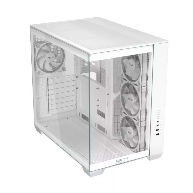 PC korpuss ASUS A32 PLUS/WT/TG/ARGB Mid Tower, balts, ATX, rūdīts stikls, ARGB, USB-C, atbalsta līdz 420 mm GPU