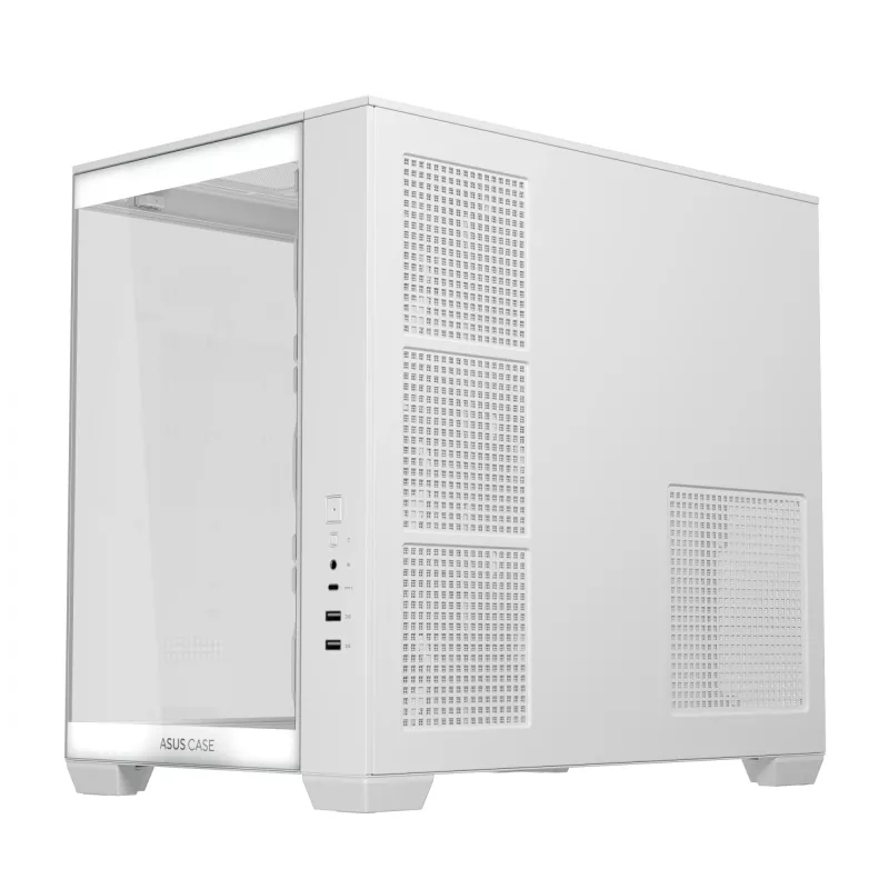PC korpuss ASUS A32 PLUS/WT/TG/ARGB Mid Tower, balts, ATX, rūdīts stikls, ARGB, USB-C, atbalsta līdz 420 mm GPU