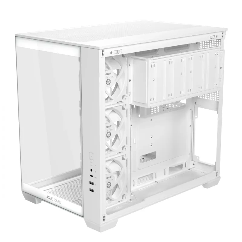 PC korpuss ASUS A32 PLUS/WT/TG/ARGB Mid Tower, balts, ATX, rūdīts stikls, ARGB, USB-C, atbalsta līdz 420 mm GPU