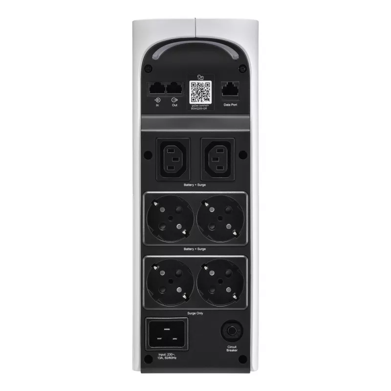 APC Back-UPS Pro, 2200VA/1320W, Tower, 230V, 4x Schuko and 2x IEC C13 outlets, RGB Lights, Pure Sine Wave, Arctic (balta)