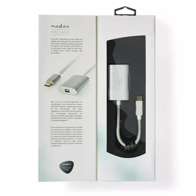 Video kabeļa adapteris Nedis CCTB64580AL02 0,2 m USB Type-C Mini DisplayPort