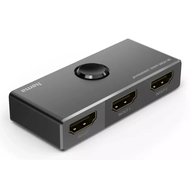 HAMA 8K HDMI divvirzienu slēdzis — 1 ieeja uz 2 izejām / 2 ieejas uz 1 izeju, modelis 00205324