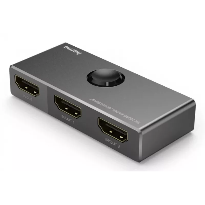 HAMA 8K HDMI divvirzienu slēdzis — 1 ieeja uz 2 izejām / 2 ieejas uz 1 izeju, modelis 00205324