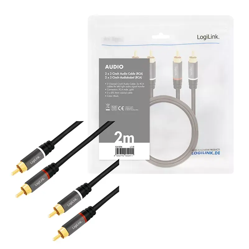 Audio kabelis 2 m LogiLink CA1204